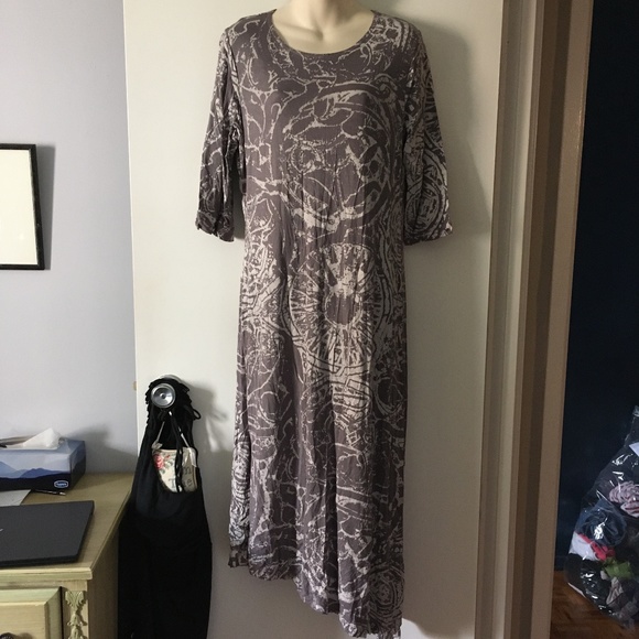 BRYN WALKER Stretch Viscose Print Asymmetric Hem Dress M - Picture 1 of 7